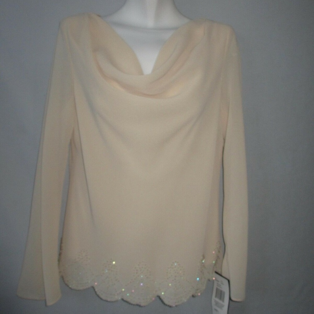 NEW NIGHT WAY L LARGE 12 14 EMBROIDERY BEIGE BIDS